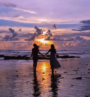 海灘夕陽背景 — 海灘日落 壁紙