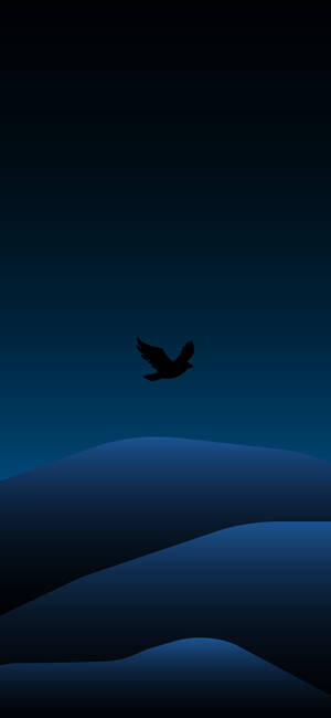 鳥與風景極簡暗色iPhone — iPhone 12 壁紙
