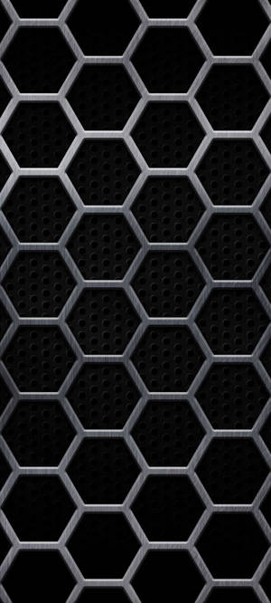 黑色iPhone六角形網格桌布 — 1440x3200 壁紙