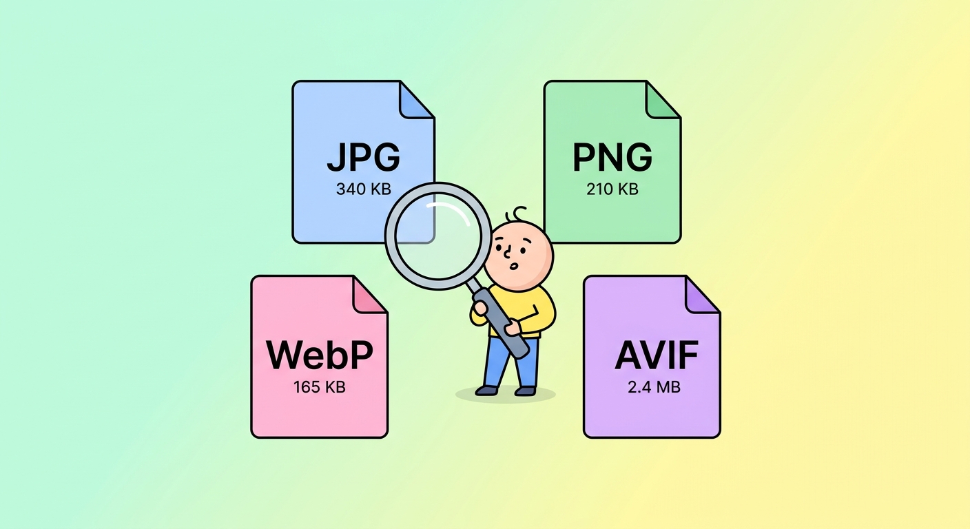 圖片格式速查表 — JPG vs PNG vs WebP vs AVIF